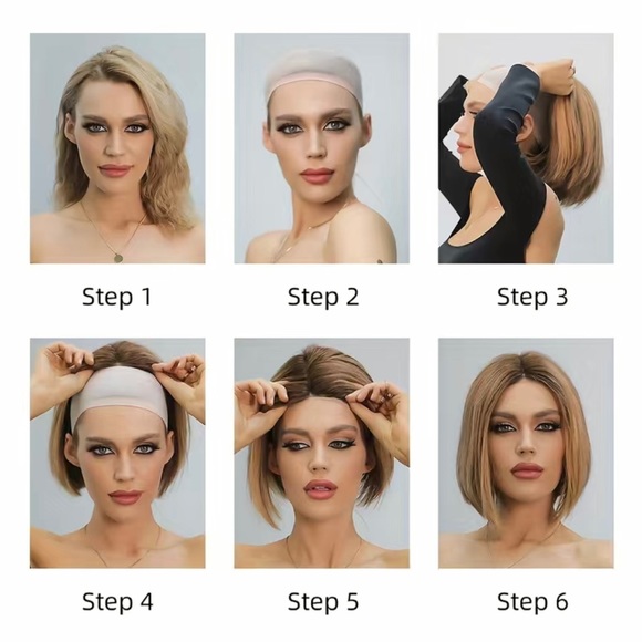 Human hair blend platinum blonde wig main image 6